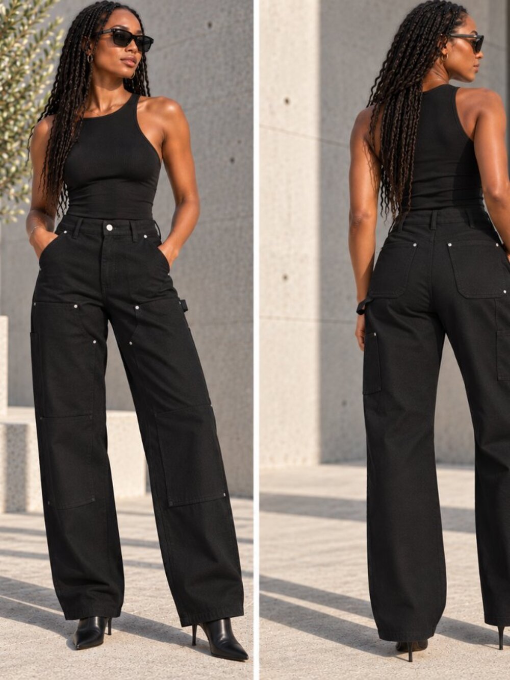 Zara NWOT Double Knee Rivet Utility Tailored Carpenter Pants 31